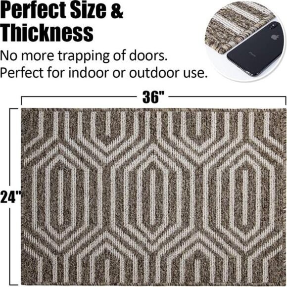 24"x 36", Absorbent Front Back Door Mat Floor Mats, Rubber Backing Non Slip - Picture 3 of 7